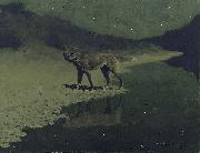 Frederic Remington Moonlight, Wolf oil painting